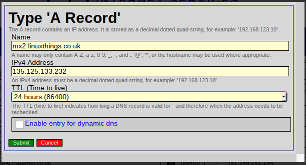 A record for backup MX